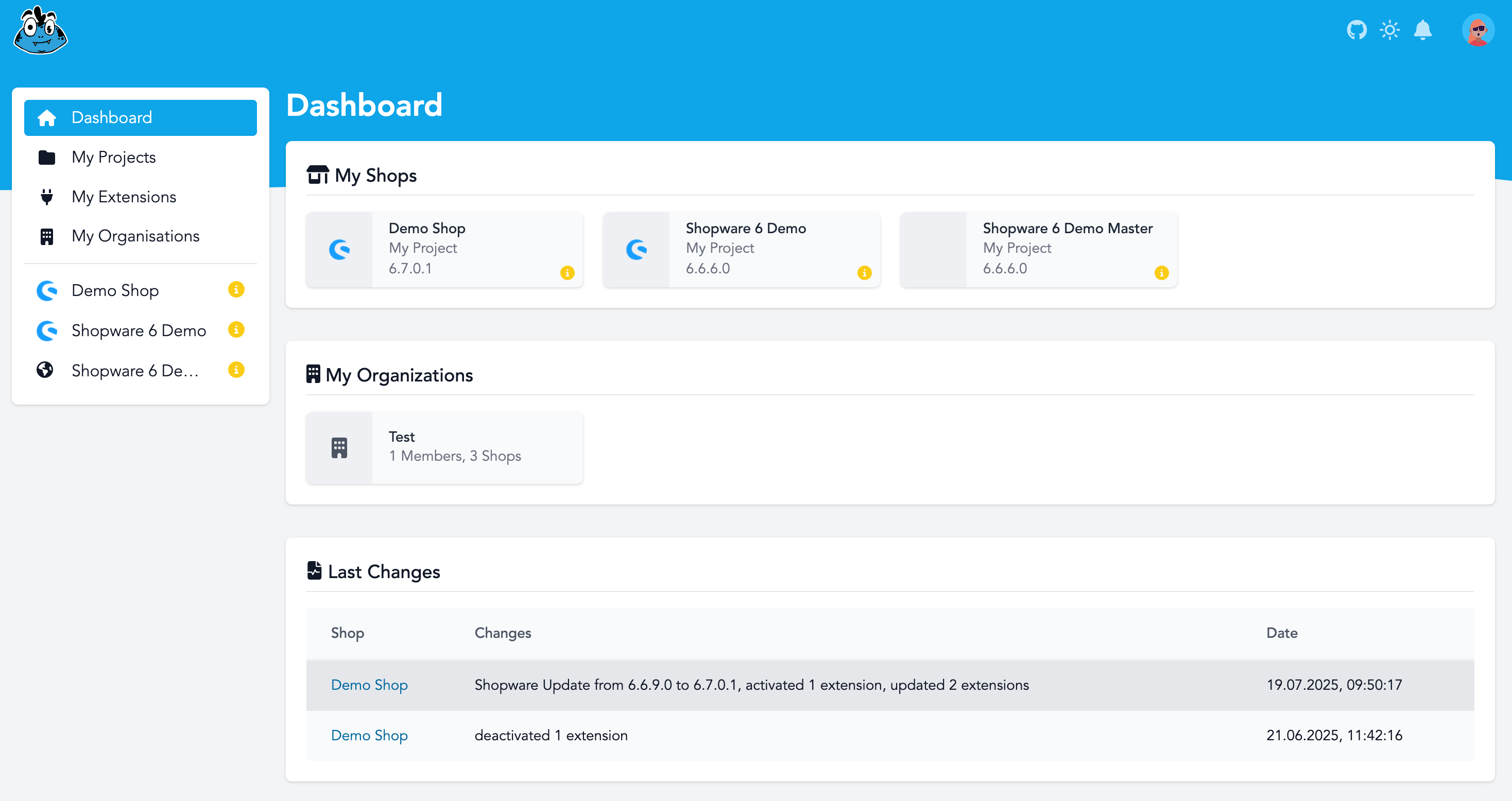 Shopmon dashboard